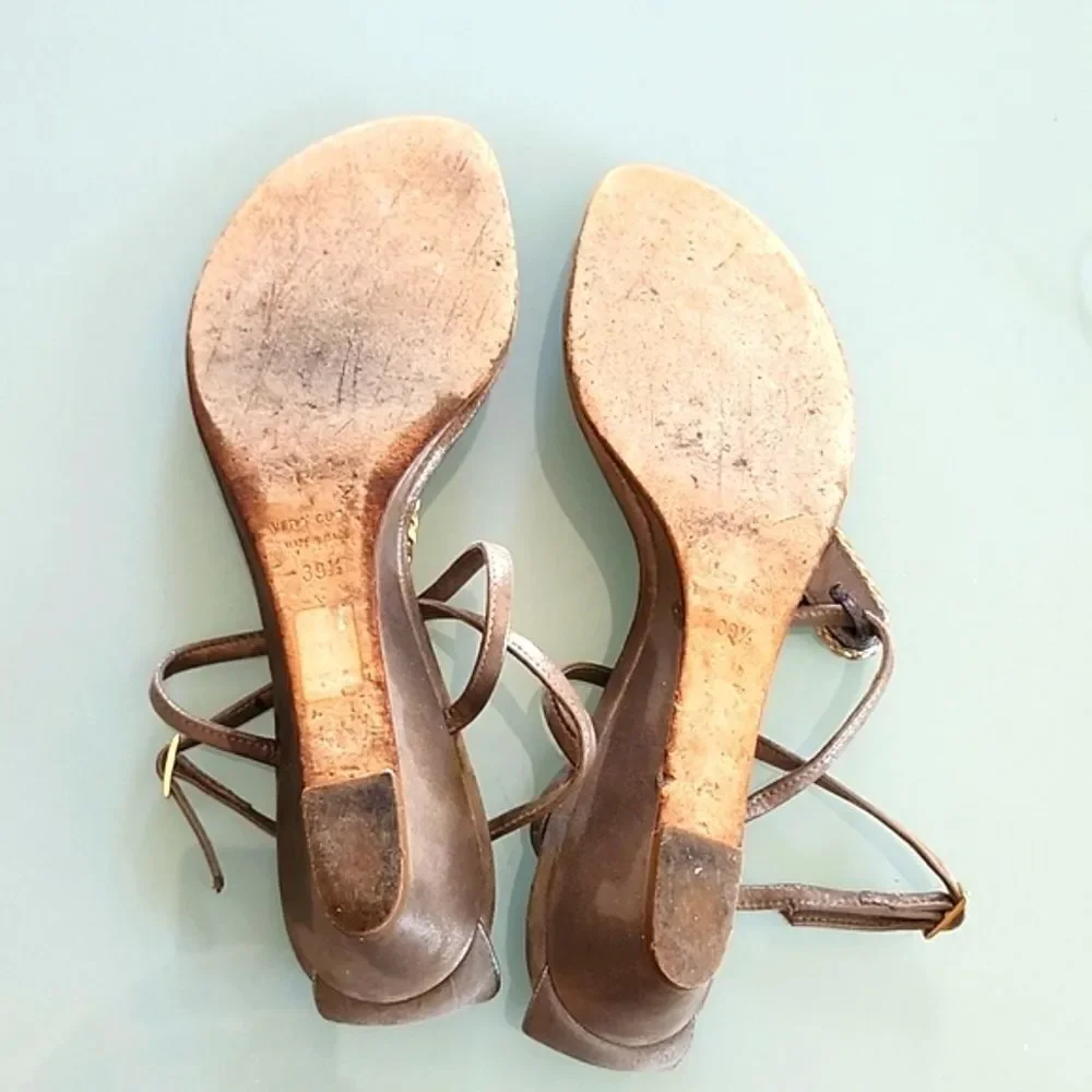 Giuseppe‎ Zanotti Crystal Embellished T-Strap Boho Luxe  Chic Sandals Size 39.5